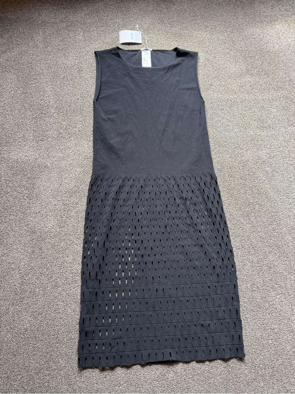 Wolford Black Sleeveless Midi Dress with Eyelet Skirt